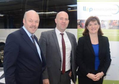 Carl Lomas with Middle England LEP director Corin Crane LLEP &amp; Sec of state for education Nicky Morgan